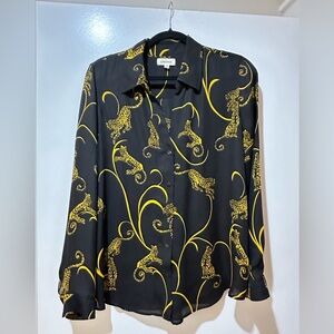 L'AGENCE Silk Sheer Leopard Blouse
